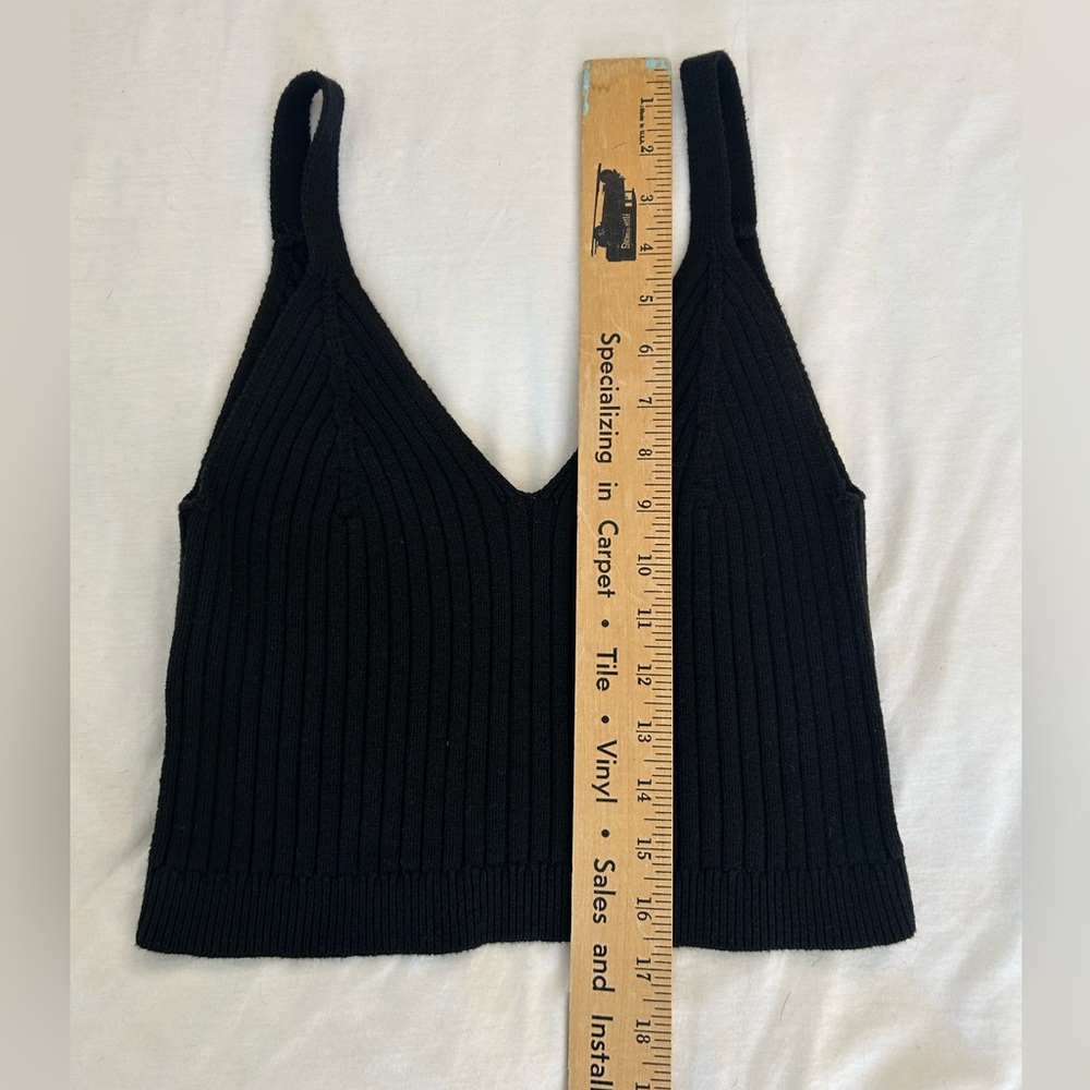 Aerie Black Ribbed Knit Sweater Top - Picture 7 of 8